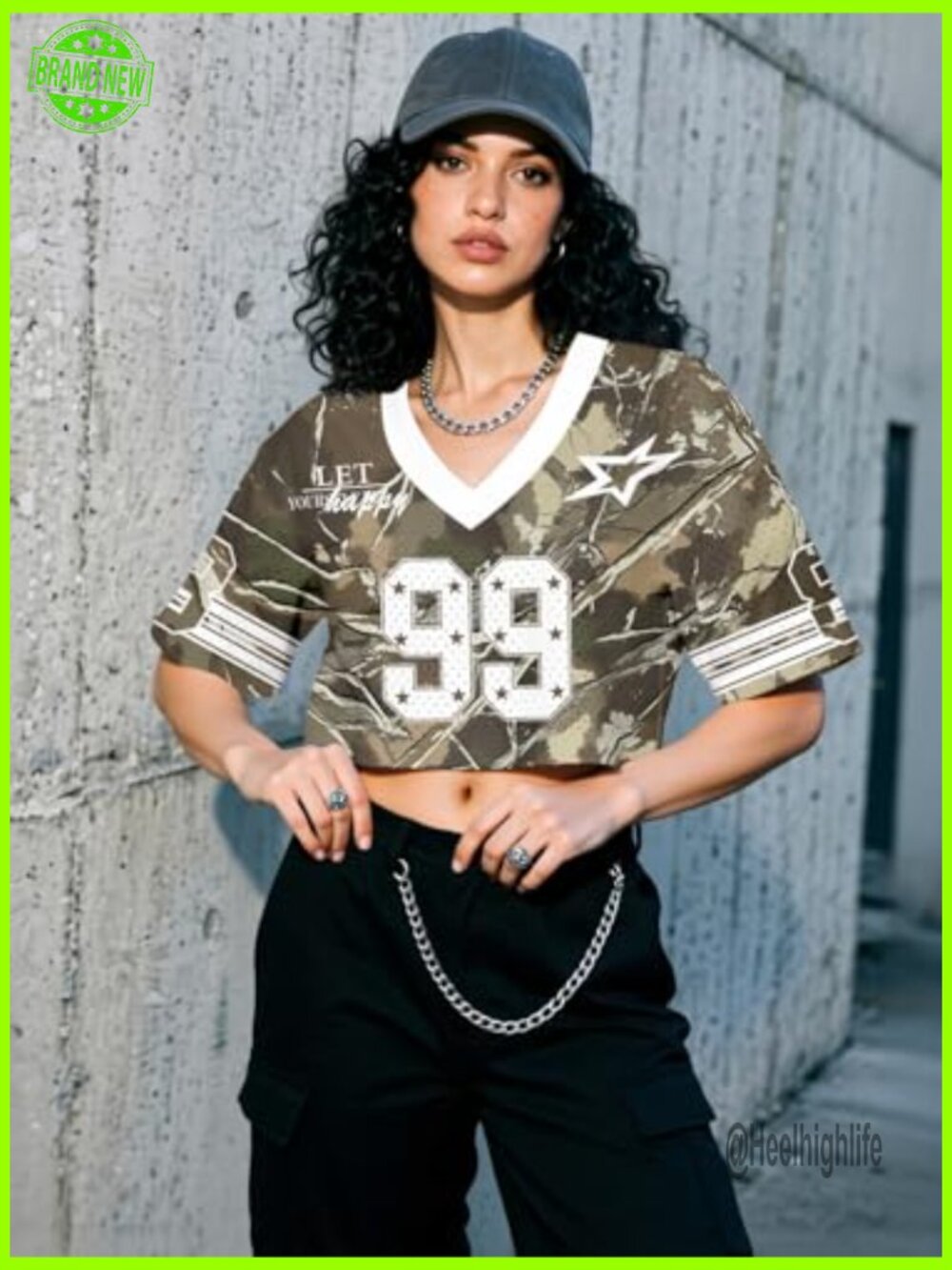 Y2K Cropped Football Jersey Mesh Tee V-Neck Short Sleeve Streetwear - Picture 2 of 7